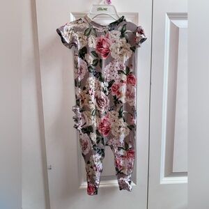 Posh Peanut rose ruffle butt romper